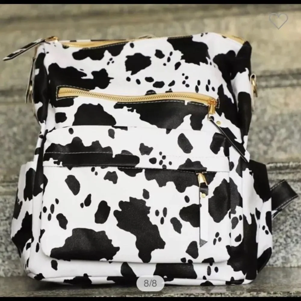 Cow Print Backpack Black and‎ White Restocked